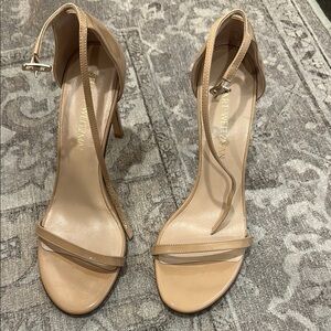 Stuart Weitzman Tan Heeled Sandals Minimalist Design